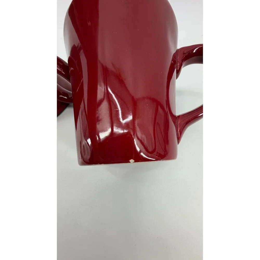 Pier 1 Coffee Mugs Unisex OS Burgundy Elemental Red Glossy Organic Set of 2 Cup